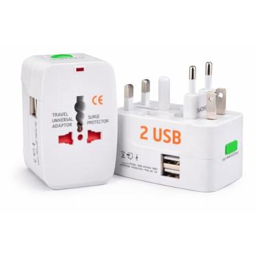 Imagem de Adaptador de Tomada Universal com Porta USB - Bivolt 110V/220V Bivolt, Plug Internacional, Compacto, Portátil e Seguro