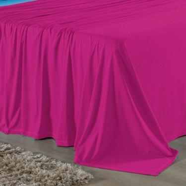 Imagem de Jogo De Cama Casal Nobre 4 Peças Lençol Com Elástico De 30cm De Altura Malha 100% Algodão - Pink / Turquesa