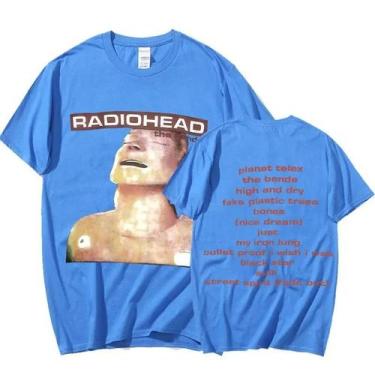 Imagem de Camiseta Vintage Oversize De Rock Band Radiohead Para Homens, 100% Alg