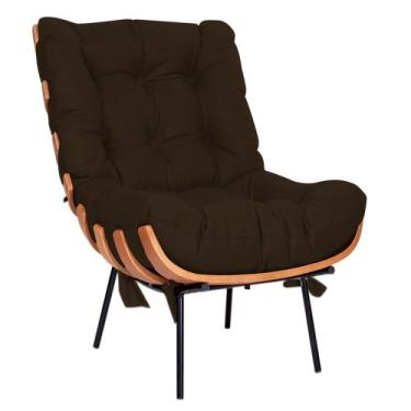 Imagem de Poltrona Decorativa Costela Base Fixa Corano Marrom - Doce Sonho Móvei