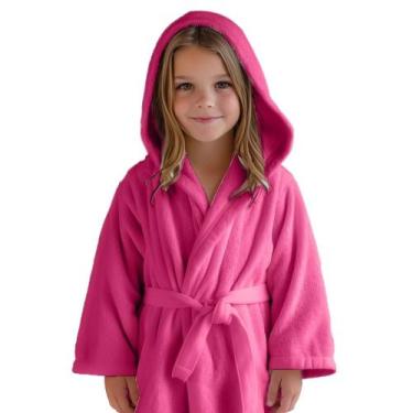 Imagem de Roupão Infantil e Juvenil Feminino Com Capuz De Microfibra Saída De ba