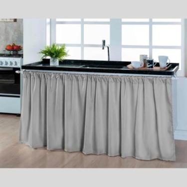 Imagem de Cortina Pia Cozinha Moderna Elegante 1,40 x 80 Decoração Balcão Tanque Tecido Oxford(Cortina Pia CINZA,1 UNIDADE)