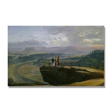 Imagem de NHLDZYH Quadro famoso para salão - réplica de J.C. Dahl - Paisagem romântica nórdica em tela - decoração de parede elegante. (Paisagem 39). 30 x 48 cm. Apenas tela