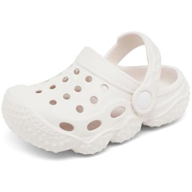 Imagem de INMINPIN Chinelo infantil infantil para meninas, meninos, sapatos de jardim, crianças, chuveiro, praia, piscina, ambientes internos e externos, Branco, 17