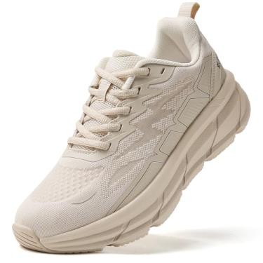 Imagem de TSIODFO Tênis de corrida feminino, leve, academia, treino, caminhada, C05 Bege, 40