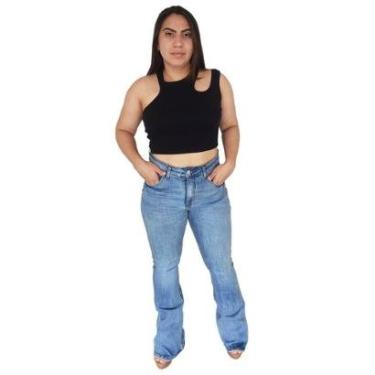 Imagem de Calça Hering Jeans Feminina Flare Elastano Azul Claro Cintura Média H9FL1CSN-Feminino