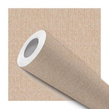 Imagem de Papel de Parede Adesivo Bege Efeito Tecido Linho Moderno Quarto Sala -