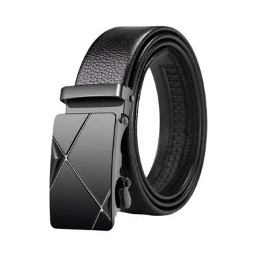 Imagem de Cinto Masculino De Couro Preto De Alta Qualidade Com Fivela Automática