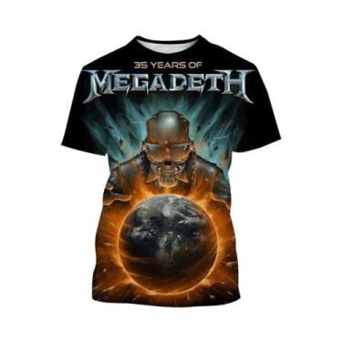 Imagem de Camiseta 3D Estampada Da Banda De Punk Rock Megadeth Para Homens E Mul