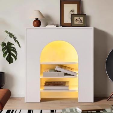 Imagem de Armário de exibição com luz LED - Rack de armazenamento de grande capacidade para sala de estar, sala de jantar, banheiro, corredor - estante colecionável versátil