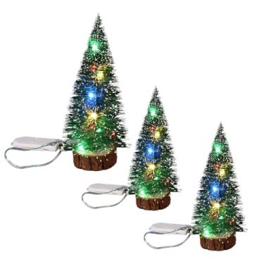 Imagem de Árvore de Natal de mesa com luzes, decorações sazonais, árvore de Natal de mesa artificial, para prateleira de mesa de casa, mesa de jantar, cornija de janela, loja de escritório