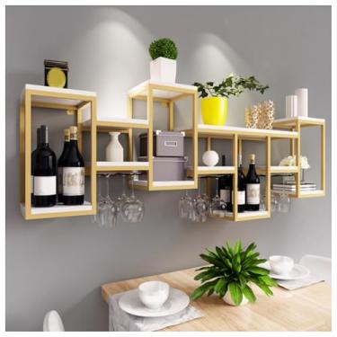 Imagem de Prateleira de bar montada na parede, prateleira flutuante de licor de tubo industrial, suporte de garrafa de vinho para casa, cozinha e bar, design que economiza espaço para garrafas de vinho e