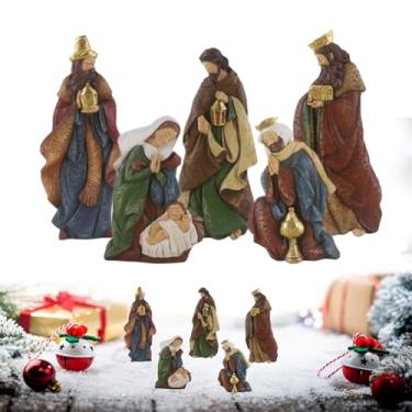Imagem de Conjunto de presépio, colecionável religioso clássico, estatuetas de presépio estátuas de Natal, para mãe, crianças, adultos, amigos, varanda, mesa de jantar, cornija de janela, igreja, escola
