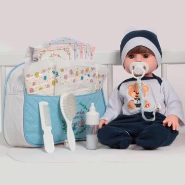 Imagem de Boneco Reborn Bebê Masculino Articulado Enxoval Completo - Cegonha Reb