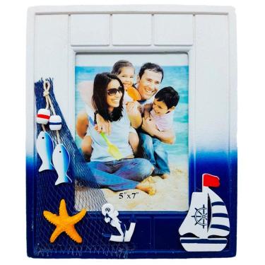 Imagem de Porta Retrato Náutico Retangular Marítimo Em Madeira 5x7