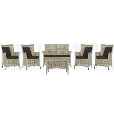 Imagem de Jogo Sofá 4 Poltronas E Mesa Igapó Marrom E9 Trama Original Rami