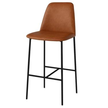 Imagem de Banqueta Turquia Couro Caramelo Em Metal Preto