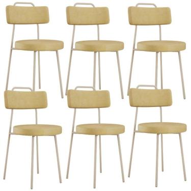 Imagem de Kit 06 Cadeiras Decorativas Estofada Sala Jantar Barcelona Arena L02 Couríssimo Fendi - Lyam