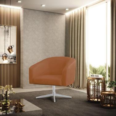 Imagem de Poltrona Sala Decorativa Stella Giratória Cromada Sintético Pu Whisky D03 - D'rossi
