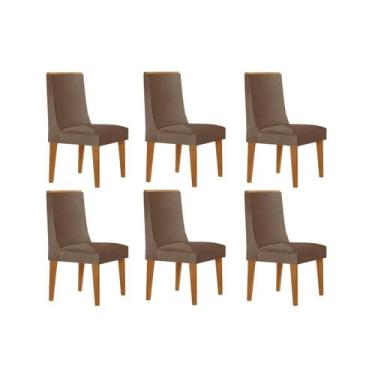 Imagem de Kit 6 Cadeiras de Cozinha Dakota 6 Un Naturalle/Corano Capuccino - Ruf