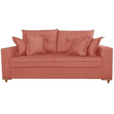 Imagem de Sofá Portugal com Almofadas Soltas 3 Lugares Tecido Linho 200cm Vicam 