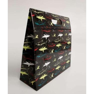 Imagem de Embalagem Presente Sacola Estampa Tubarão Marisa-68051, UN, Preto