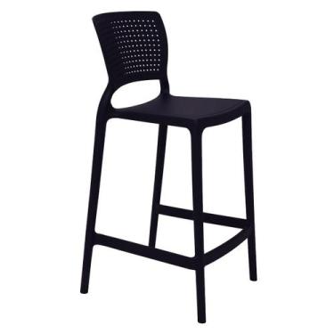 Imagem de Banqueta para Cozinha Alta Tramontina Safira Preta em Polipropileno e 