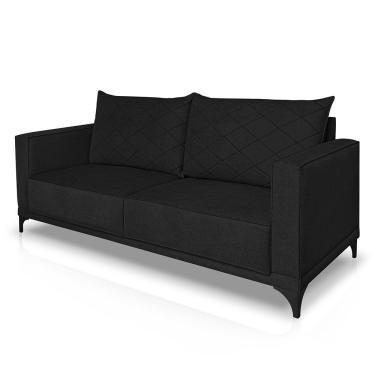 Imagem de Sofá Living 2 Lugares 1,60m Horus Bouclê Preto Pés De Aço - Pallazio