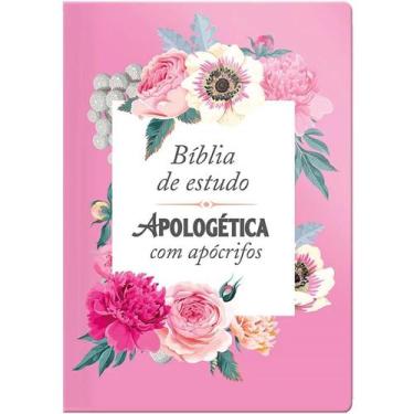 Imagem de Bíblia de Estudo Apologética com Apócrifos  Capa Luxo Rosa - Geográfic