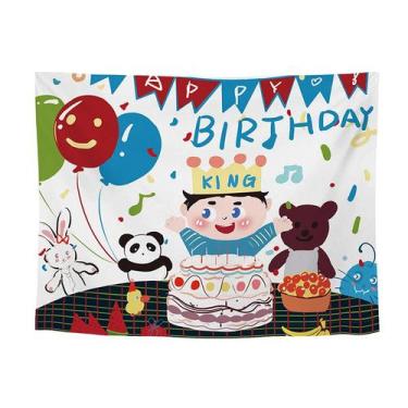 Imagem de Tapeçaria Happy Birthday Room Aesthetic 150x130cm, microtecido - yiwei