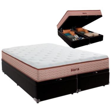 Imagem de Cama Baú King e Colchão Hera Molas Ensacadas Colchobel Preto
