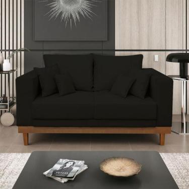 Imagem de Sofá 2 Lugar Base Reforçada Madeira Tecido Suede + Almofada - Balaqui 