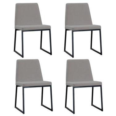 Imagem de Kit 4 Cadeiras para Sala de Jantar Escritório Estofada Base em Aço Yan