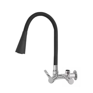 Imagem de Torneira Parede Cone Preta/Vermelha Máquina Com Saída Lavar Louça - C71 (Preto)