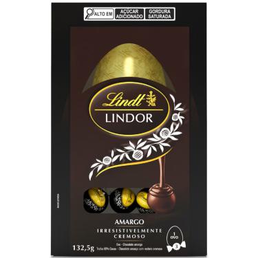 Imagem de Ovo de Páscoa Lindt Lindor Amargo 132g Recheado com Ganache