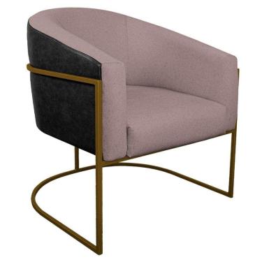 Imagem de Poltrona Base De Ferro Dourado Factor Preto E Rosê