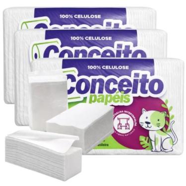 Imagem de Kit 3 Papel Toalha Interfolha 100% Celulose 3.000 Folhas - Conceito