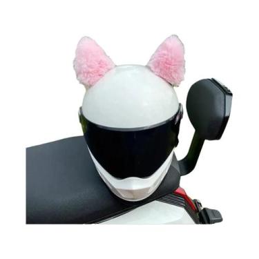 Imagem de Adesivos De Orelhas De Gato De Pelúcia Para Capacete De Moto 2 Peças D