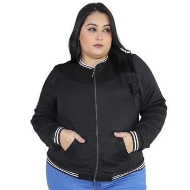 Imagem de Jaqueta Bomber Feminina Plus Size Com Bolsos G1 G2 G3 Blusa Frio Donna Martins-Feminino