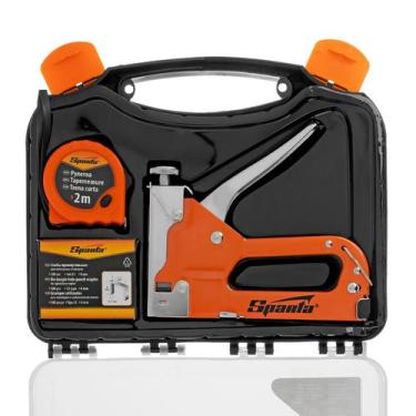 Imagem de Jogo Grampeador Ajuste Pressão Trena 2m 500 Grampos SPARTA