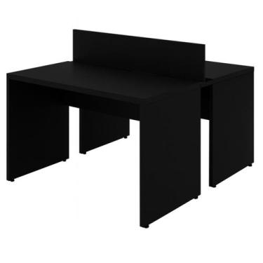 Imagem de Mesa Dupla para Escritório 1,20x1,35mm - S/ Gavetas - PRETO/PRETO - 26