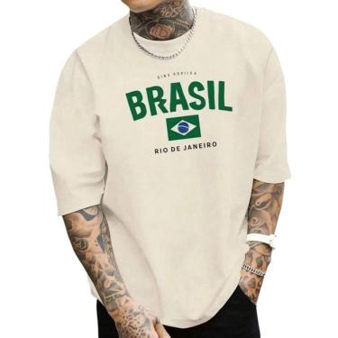 Imagem de Camiseta Masculina Brasil Rio de Janeiro Estilosa Jogos Copa do P ao G1-Masculino
