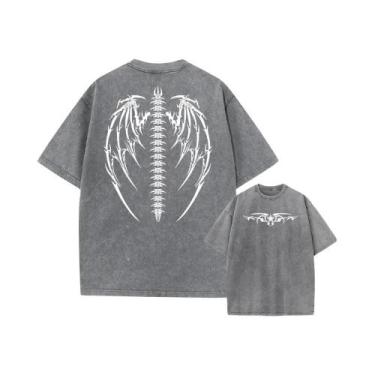 Imagem de Camiseta Vintage Oversized Masculina Para Academia Em Algodão Pesado C