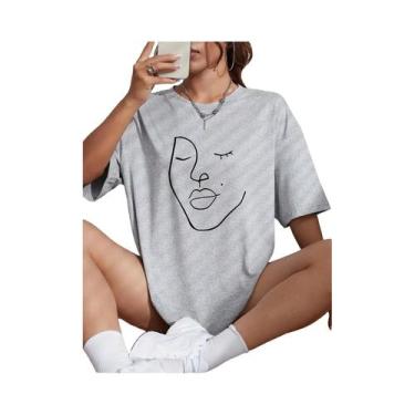 Imagem de Camisetas Femininas De Algodão Macio Com Manga Curta, Estampa Simples 