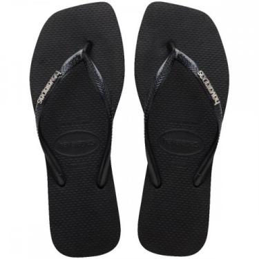 Imagem de Chinelo Havaianas Slim Square Logo Metallic 4148, Preto, 37/38