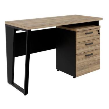 Imagem de Mesa de Escritório Reta 120cm com 3 Gavetas Dinâmica e Extensível - RE