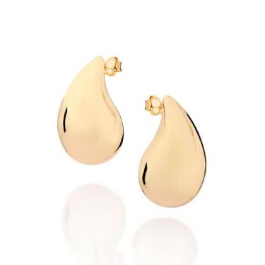 Imagem de Brinco Gota Rommanel Liso E Abaulado 527434 Dourado Cor:Dourado, Doura