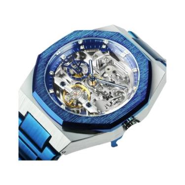 Imagem de Relógio Automático Masculino Prata Com Mostrador 3D De Diamantes, Tour