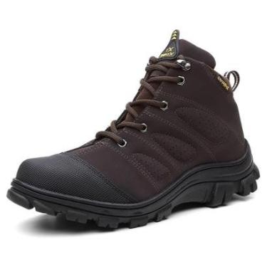 Imagem de Coturno Adventure Bota Masculina Cano Medio Cadarço Biqueira Impermeável Solado Borrach...