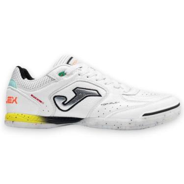 Imagem de Chuteira de Futsal Joma Top Flex JR Profissional, Branco, Amarelo, 38